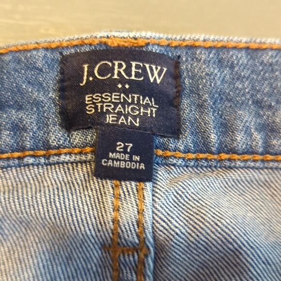 J. Crew Essential Straight Jeans Womens 27 Blue Medium Wash Raw Hem - Picture 5 of 8